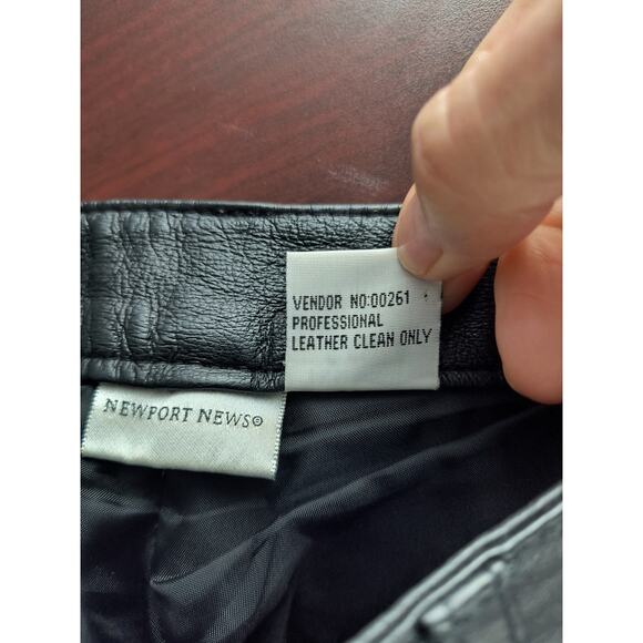 Newport News Leather Pants Women's Sz 6 Black Bootcut Lined Classic Dressy Biker - Picture 5 of 14